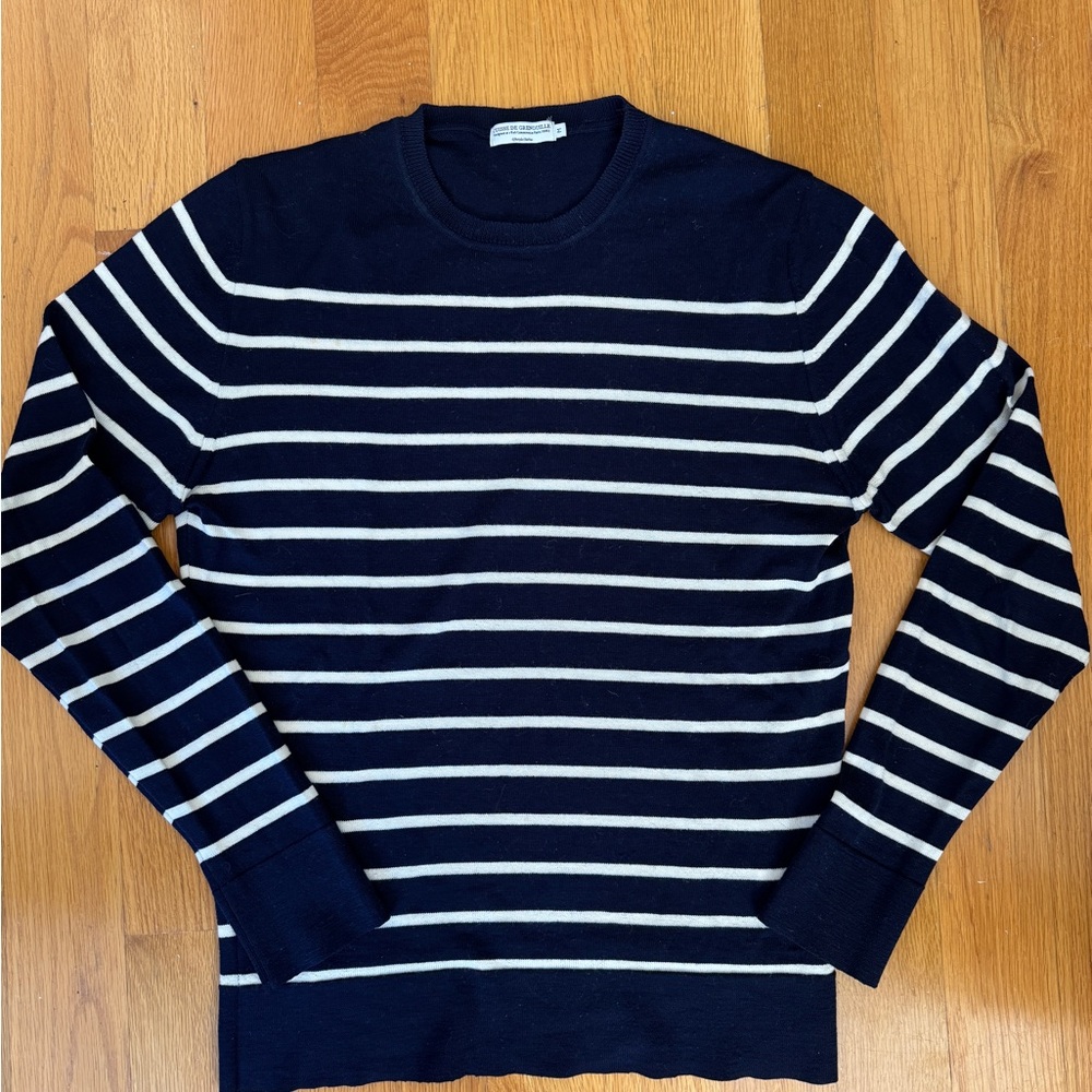 Cuisse de Grenouille Navy White 100% Wool Sweater (men’s M) Made in Portugal